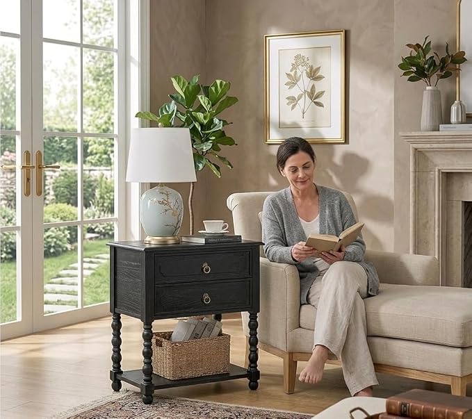 HULALA HOME Farmhouse Storage End Table Set of 2 - Image 7