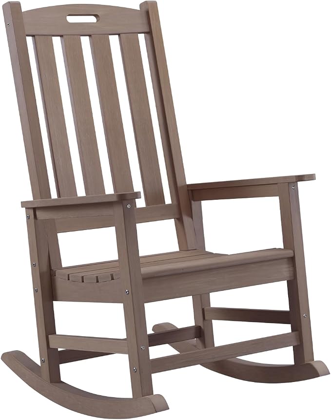 Psilvam Oversized Outdoor Rocking Chair, HDPE Porch Rocker Chairs by PsilvamGardenFurniture