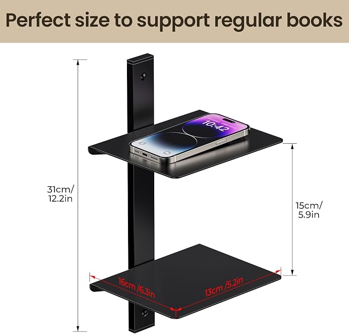 Floating Book Shelves for Wall, 6 Tier Invisible Floating Bookshelf, Vertical - Image 3