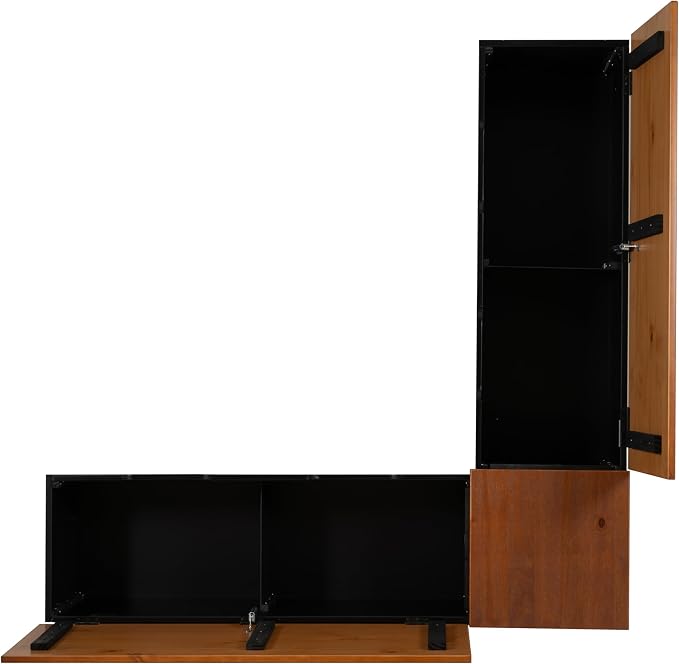 Linon Harris Black and Walnut Backless Kitchen Dining Nook - Image 14