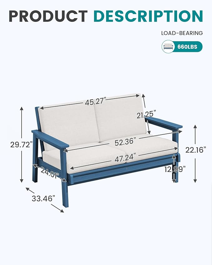 SERWALL HDPE Outdoor Patio Loveseat - Image 2