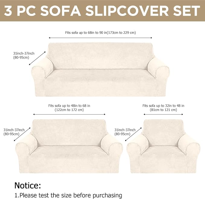 Peryiter 3 Pcs Couch and Loveseat Covers Set Sofa Cover - Image 2