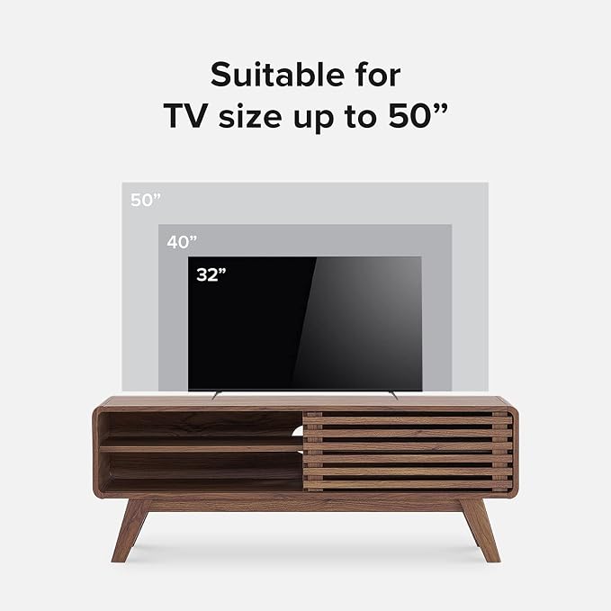 mopio Ensley 46" TV Stand with Slatted Door, Mid Century Modern Entertainment - Image 3