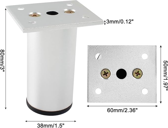Set of 4 Aluminum Alloy Furniture Legs 3 Inch Height, 1.5 Inch Diameter - Image 2