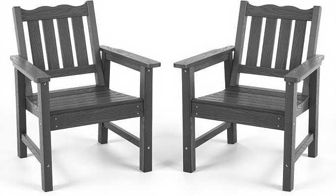 Stoog Outdoor Chairs Set of 2, All-Weather HIPS Patio Dining Chairs by Stoog