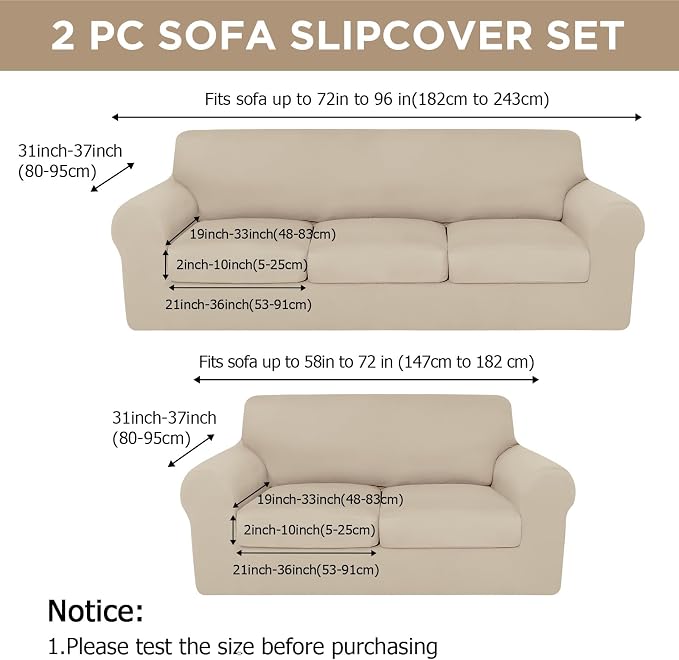 HunnmingRe Sofa Covers for 3 Cushion Couch Stretch Sofa and Loveseat Covers Set - Image 2