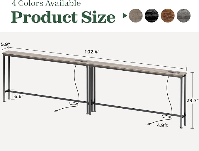 SUPERJARE 102.4 Inch Sofa Table - Image 3