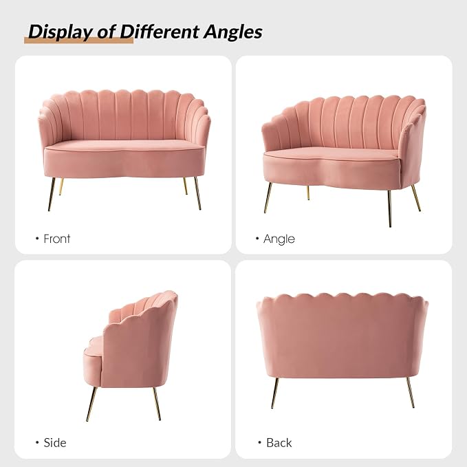HULALA HOME Velvet Loveseat Sofa - Image 2