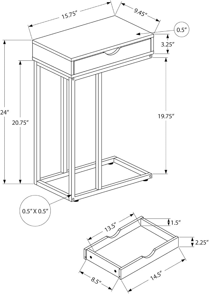 Monarch Specialties I 3772 Accent Table, Storage Drawer, Living Room - Image 3