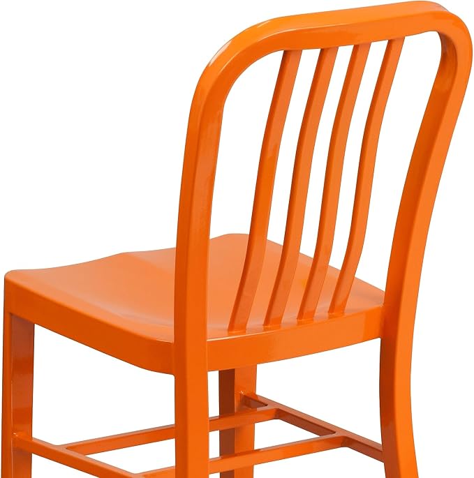 Flash Furniture Commercial Grade Orange Metal Indoor-Outdoor Chair - Image 6