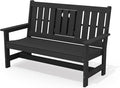 SERWALL Outdoor Bench with Cup Holder, Oversized 58" HDPE Porch Bench Suitable by SERWALL