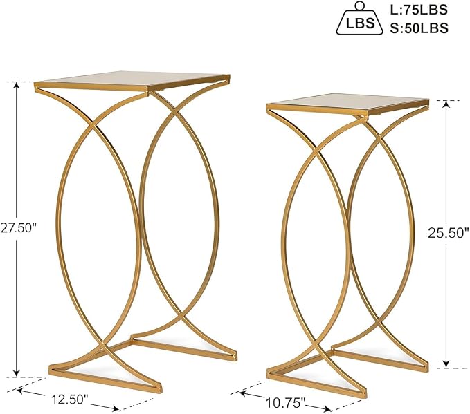 Glitzhome Nesting Side Tables, Coffee Tables Decorative Accent Tables - Image 2