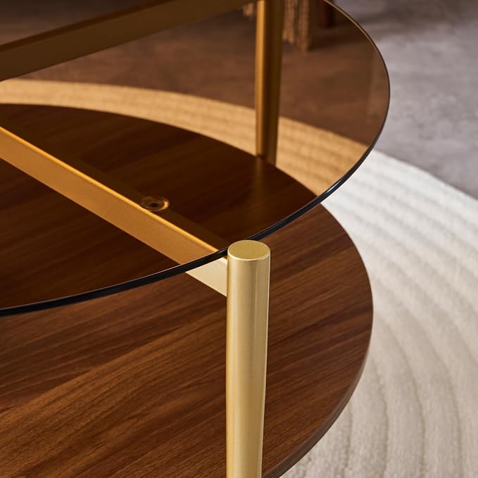 LumFurn Round Coffee Table, Mid-Century Modern Design, D30 x H17, - Image 9