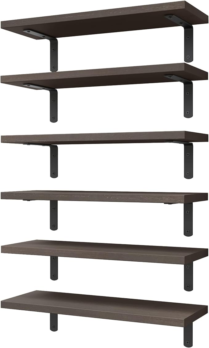 WOPITUES Wood Floating Shelves Set of 6, Shelves by WOPITUESOfficial