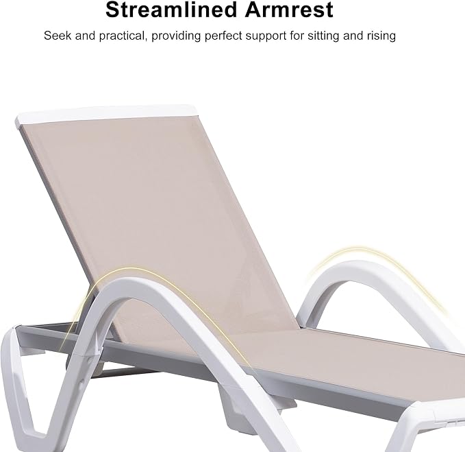 PURPLE LEAF Patio Chaise Lounge Chair Set Outside Aluminum Plastic Stackable - Image 4