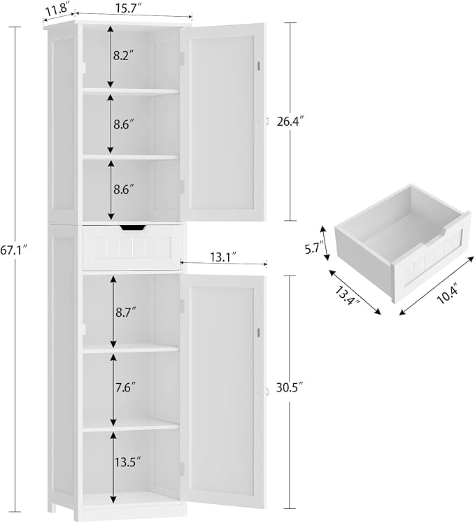 TEENFON 67" H Tall Bathroom Cabinet - Image 3