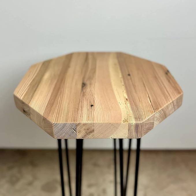 Modern Timber Craft Reclaimed Wood Hairpin Leg Table | 16" Rustic Small - Image 5