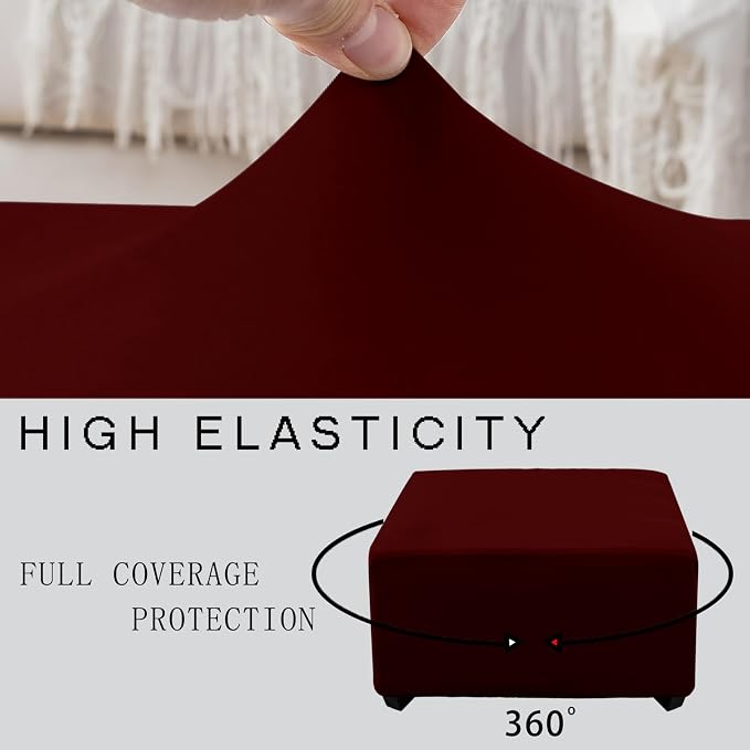 Super Stretch 40x40x15 inch Square Ottoman Cover- Soft Form Fit Ottoman Cover - Image 5