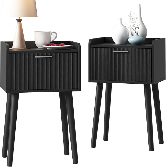 LAATOOREE Nightstand Set of 2, Small Bed Side Table by LAATOOREE