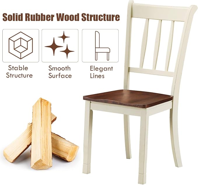 Giantex Wood Dining Chairs Set of 4, Armless Kitchen Chairs w/Solid Rubber Wood - Image 6