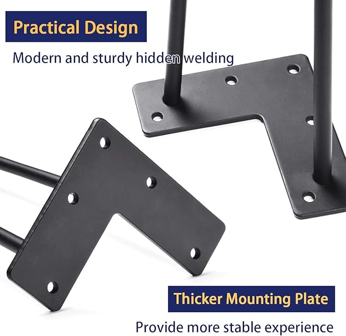 SMARTSTANDARD Hairpin Table Legs 26 Inch, 3/8" Solid Metal Legs - Image 6