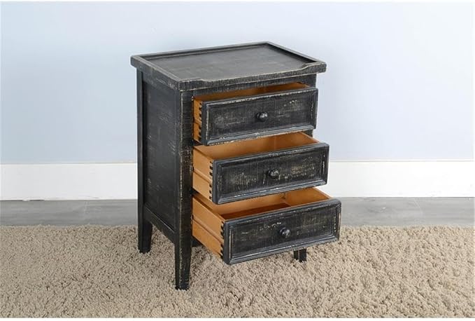 Sunny Designs Marina Black Sand Wood End Table - Image 2