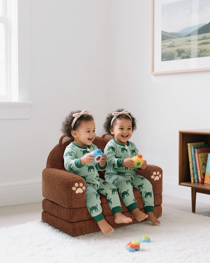 MOONBEEKI 2-in-1 Foldable Toddler Couch, Soft Sherpa Fabric - Image 4
