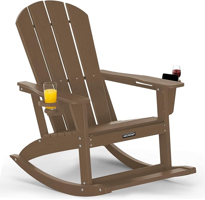 Outdoor Oversized Adirondack Rocking Chairs, All Weather HDPE Patio Rocking by ABCPATIO