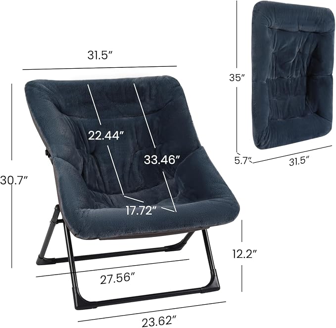 Comfy Saucer Chair for Adults, Soft Faux Fur Bedroom Chair, Accent Dorm Chairs - Image 3