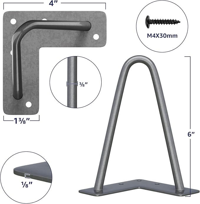 SMARTSTANDARD 6 Inch Heavy Duty Hairpin Furniture Legs, Metal Home DIY Projects - Image 2