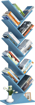 SHEEPAM 10 Tier Tree Book Shelf, Floor Standing Wood Bookshelf by SHEEPAM