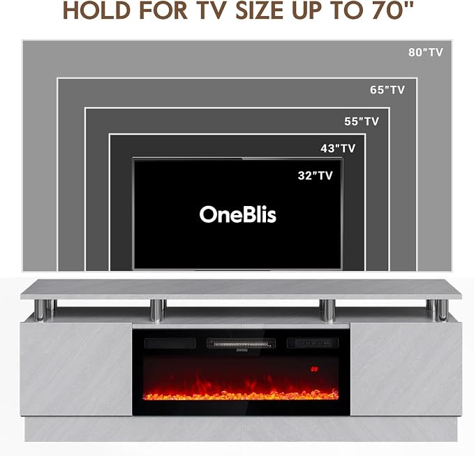70" TV Stand for Living Room, Entertainment Center - Image 7