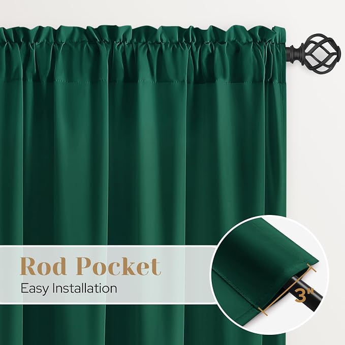 HOMEIDEAS Christmas Non-See-Through Hunter Green Privacy Sheer Curtains - Image 7