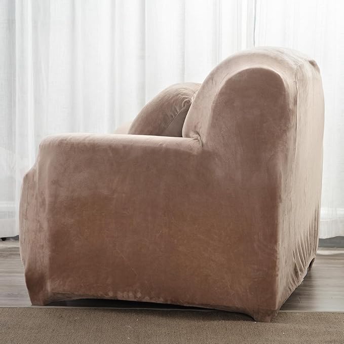 vctops 1-Piece Velvet Plush Stretch Chair Sofa Slipcover Soft Fuzzy Fluffy - Image 4