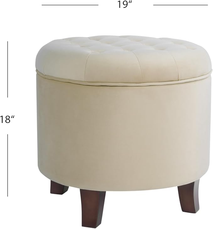 Homepop Home Decor | Upholstered Round Velvet Tufted Foot Rest Ottoman | Ottoman - Image 3