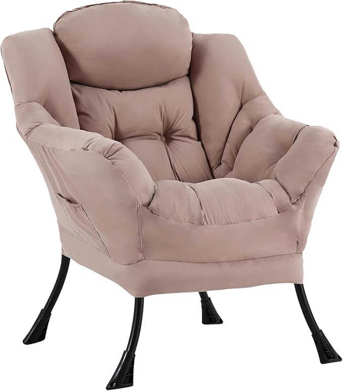MBOOYOME Lazy Chair, Modern Soft Reading Chair Accent Contemporary Sofa Chair by MBOOYOME