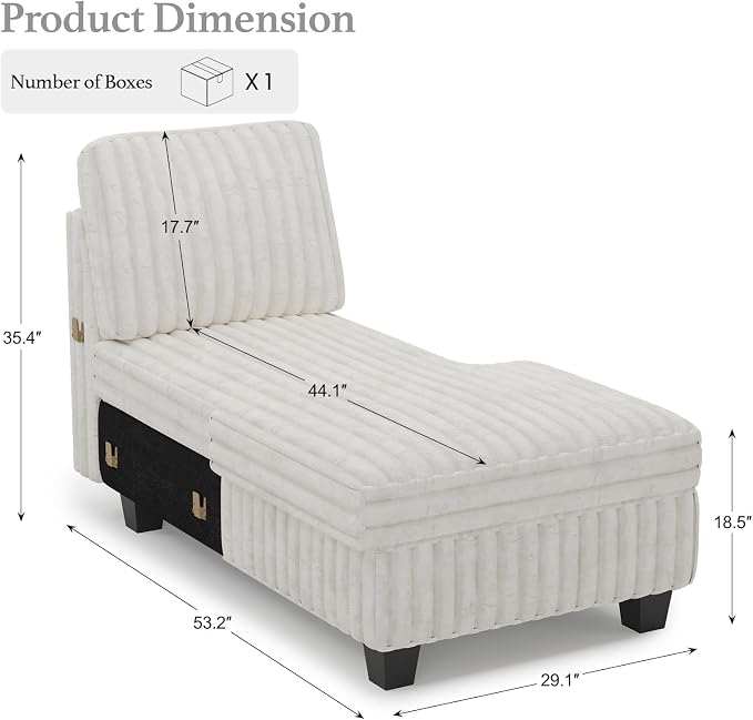 Belffin Modular Sectional Storage Chaise Module - Image 2