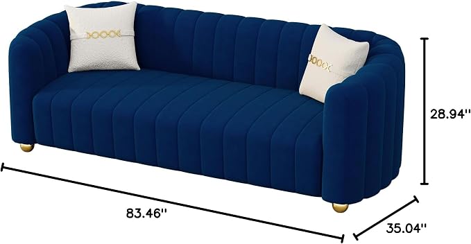 KEAI 83.46" Velvet Couch for Living Room Large Modern Sofa - Image 2
