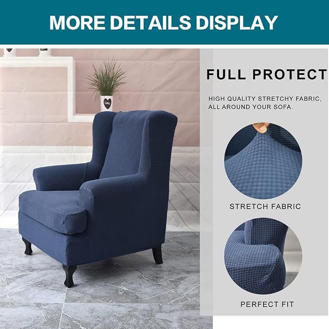 KRFOONN Wingback Chair Covers Slipcovers 2 Piece Stretch Wing Chair Covers - Image 3