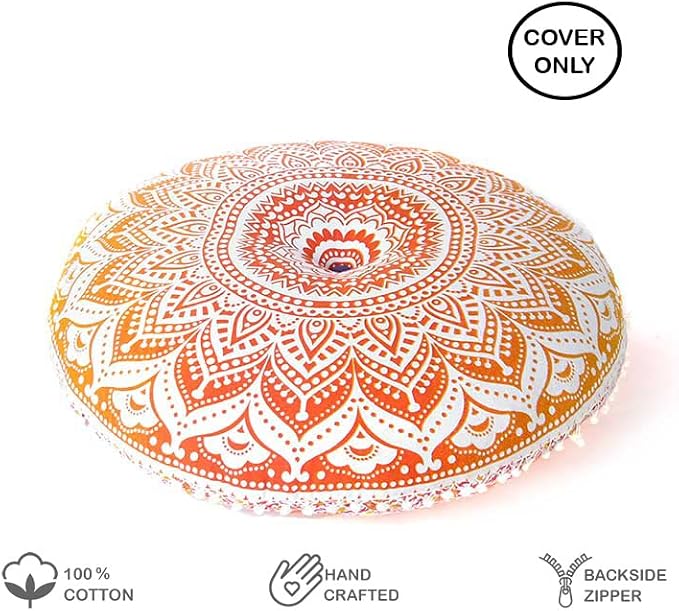 Mandala Floor Pillow Cover Meditation Cushion Seating Throw Hippie Round - Image 2