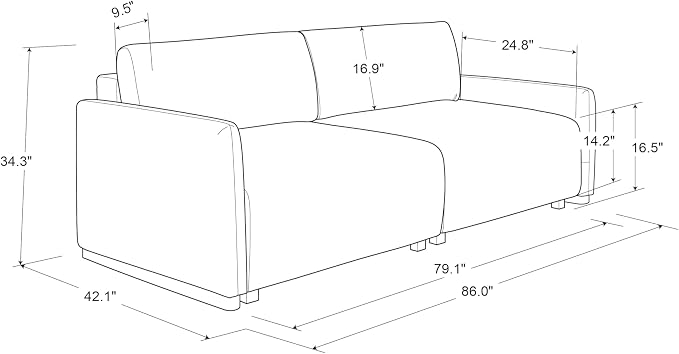 Serta Vail 86" Convertible Sleeper Sofa, Queen Size, Wall-Hugging Dreamglide - Image 2
