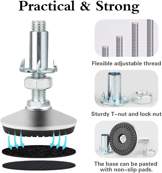 4 Set M10 Adjustable Leveling Feet, Heavy Duty Height Adjuster Furniture - Image 3