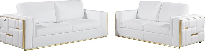Blackjack Furniture Catania Modern Top Grain Italian Leather Sofa Set by BlackjackFurniture