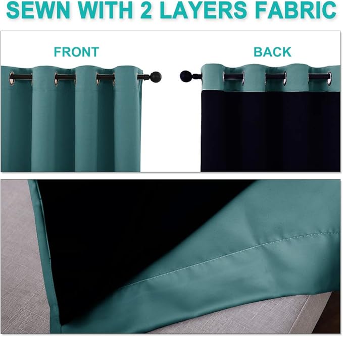 NICETOWN 100% Blackout Curtain Panels, Thermal Insulated Black Liner Curtains - Image 5
