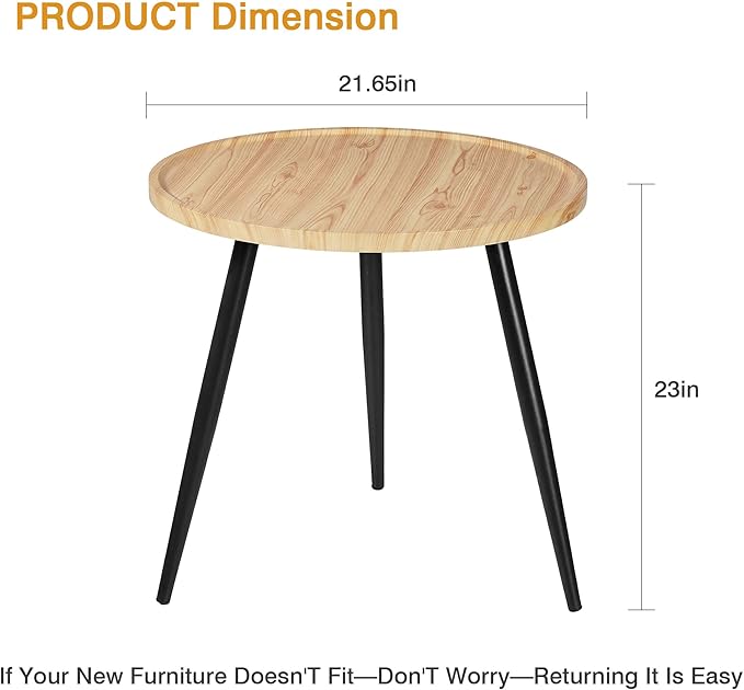 VECELO Modern Side Table, Round Small End Table, Exclusively Designed - Image 2