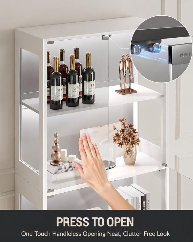 Display Cabinet with Glass Doors, 4-Tier Curio Cabinet, Adjustable Shelves - Image 3