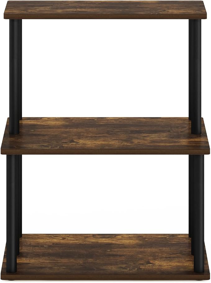 Furinno Turn-N-Tube 3-Tier Toolless Kitchen Storage Shelf, Amber Pine/Black - Image 6