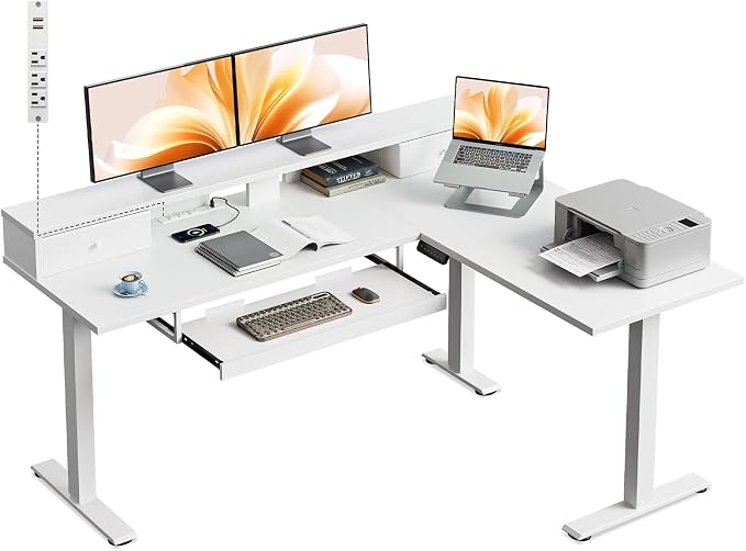 Casaottima 59 Inch Electric L-Shaped Standing Desk by Casaottima