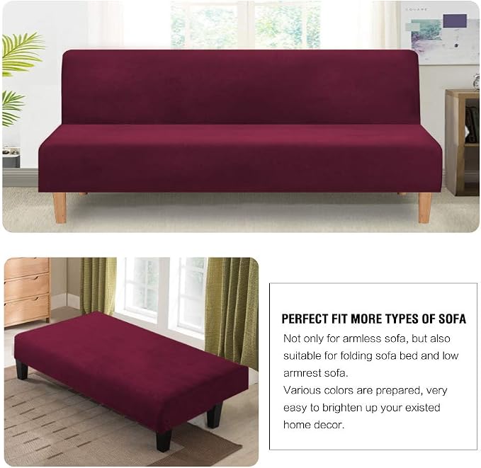 H.VERSAILTEX Real Velvet Futon Cover Armless Sofa Covers Sofa Bed Covers - Image 5
