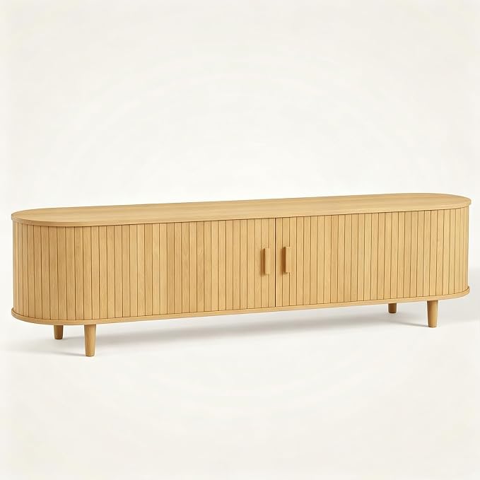 80" Mid Century Modern TV Stand, Wood TV Consoles - Image 9
